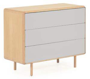 Szaro-naturalna komoda w dekorze jesionu 99x78,5x42 cm Anielle – Kave Home