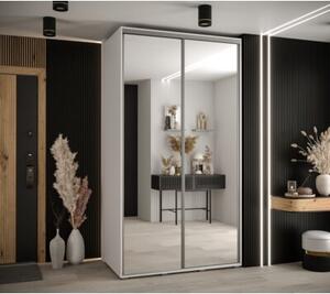 Szafa przesuwna wysoka Davos 2 140, gł. 60 cm biały + biały + srebrny