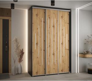 Szafa przesuwna wysoka Davos 12 160, gł. 60 cm czarny + artisan + srebrny