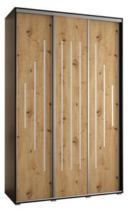 Szafa przesuwna wysoka Davos 12 160, gł. 60 cm czarny + artisan + srebrny