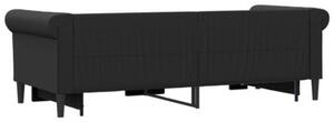Sofa rozsuwana, czarna, 90x200 cm, sztuczna skóra