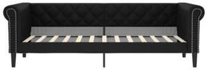 Sofa rozsuwana, czarna, 90x200 cm, sztuczna skóra