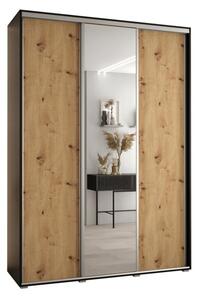 Szafa przesuwna wysoka Davos 3 170, gł. 60 cm czarny + artisan + srebrny
