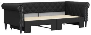 Sofa rozsuwana, czarna, 90x200 cm, sztuczna skóra