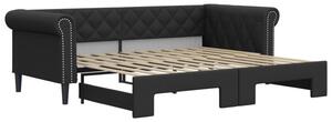 Sofa rozsuwana, czarna, 90x200 cm, sztuczna skóra