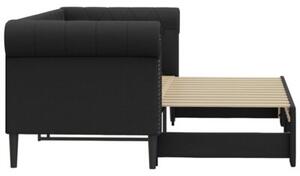 Sofa rozsuwana, czarna, 90x200 cm, sztuczna skóra