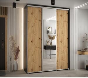 Szafa przesuwna wysoka Davos 3 170, gł. 60 cm czarny + artisan + srebrny