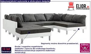 Sofa modułowa biało-ciemnoszara z ekoskóry - Astoa