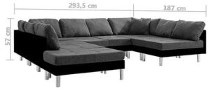 Sofa modułowa czarno-ciemnoszara z ekoskóry - Astoa