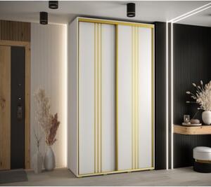 Szafa przesuwna wysoka Davos 6 140, gł. 60 cm biały + biały + złoty