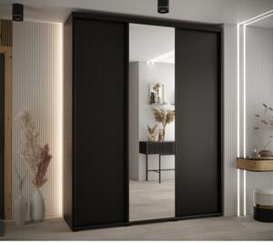 Szafa przesuwna wysoka Davos 3 190, gł. 60 cm czarny + czarny + czarny