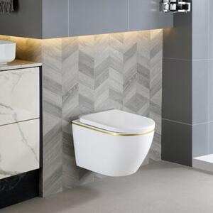 Miska WC HYDROSAN MIZU-WH-GL-TR-02 Owalny Biały / Złoty pasek