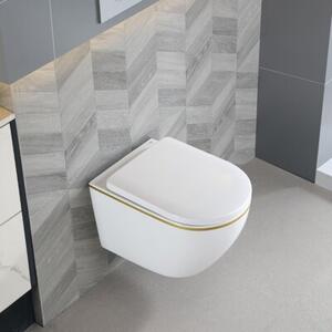 Miska WC HYDROSAN MIZU-WH-GL-TR-02 Owalny Biały / Złoty pasek