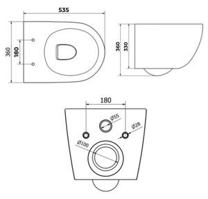 Miska WC HYDROSAN MIZU-WH-GL-TR-02 Owalny Biały / Złoty pasek