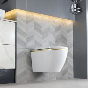 Miska WC HYDROSAN MIZU-WH-GL-TR-02 Owalny Biały / Złoty pasek
