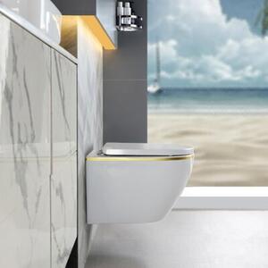 Miska WC HYDROSAN MIZU-WH-GL-TR-02 Owalny Biały / Złoty pasek