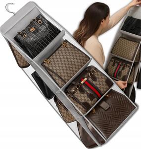 Organizer na torebk do szafy, czarny, nylon, 100x34 cm