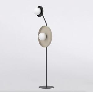 Lampa stojąca podłogowa nowoczesna czarno-beżowa okrągłe talerze 2xG9 8W KISS Emibig