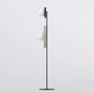 Lampa stojąca podłogowa nowoczesna czarno-beżowa okrągłe talerze 2xG9 8W KISS Emibig