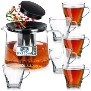 Szklanki do kawy i herbaty z dzbanek z zaparzaczem 250 ML / 1,5 l, 7 el