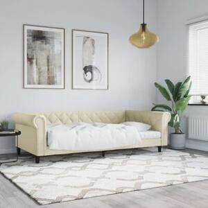 Sofa z funkcją spania, kremowa, 100x200 cm, sztuczna skóra