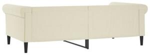 Sofa z funkcją spania, kremowa, 100x200 cm, sztuczna skóra