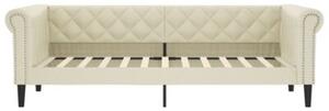Sofa z funkcją spania, kremowa, 100x200 cm, sztuczna skóra