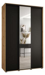 Szafa przesuwna wysoka Davos 3 150, gł. 60 cm artisan + czarny + czarny