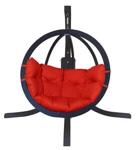 Antracytowy fotel bujany z czerwoną poduszką - Parys 4X