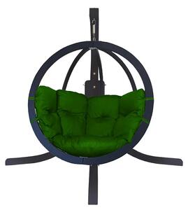 Wiszący fotel antracytowy z zieloną poduszką - Parys 4X