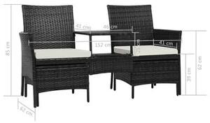 Czarna sofa ogrodowa z polirattanu ze stolikiem – Terry