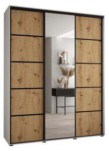 Szafa przesuwna wysoka Davos 5 170, gł. 60 cm biały + artisan + czarny