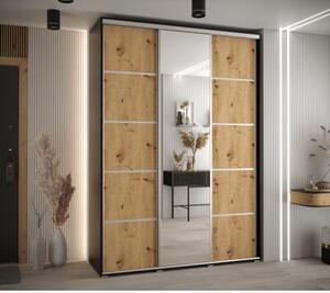 Szafa przesuwna wysoka Davos 5 170, gł. 60 cm czarny + artisan + srebrny
