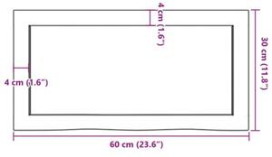 Półka, brązowa, 60x30x(2-4) cm, lakierowane lite drewno dębowe