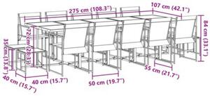 Zestaw Mebli Ogrodowych Komplet Jadalniany 15-Częściowy Czarny Metal Na Taras Balkon Ogród