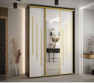 Szafa przesuwna wysoka Davos 9 170, gł. 60 cm czarny + biały + złoty