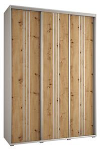 Szafa przesuwna wysoka Davos 6 170, gł. 60 cm biały + artisan + srebrny