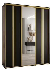 Szafa przesuwna wysoka Davos 7 190, gł. 45 cm czarny + czarny + złoty