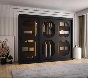 Szafa przesuwna z lustrem Garderoba Abiks BAHRAJN 2 250 czarny + LED 1 szt