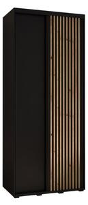 Szafa przesuwna wysoka Lanko 1 100, gł. 45 cm czarny + czarny + artisan