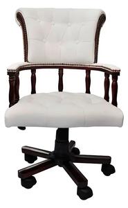 Biały tapicerowany fotel obrotowy - Amiri