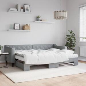 Sofa rozsuwana z materacami, jasnoszara, 80x200 cm, tkanina