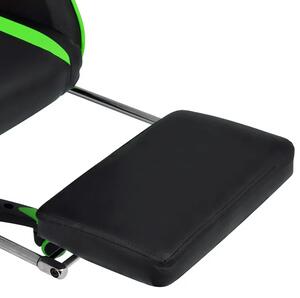 Czarno-zielony fotel gamingowy z podnóżkiem - Coriso