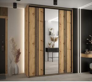 Szafa przesuwna wysoka Davos 7 170, gł. 60 cm artisan + artisan + czarny