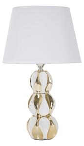 Ceramiczna lampa stołowa w biało-złotym kolorze z tekstylnym kloszem (wysokość 46 cm) Glam Balls – Mauro Ferretti
