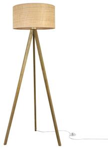 Lampa podłogowa trójnóg dębowy Light Home LH Rattan 1xE27 44cm abażur walec beżowy
