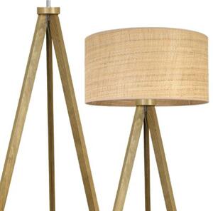 Lampa podłogowa trójnóg dębowy Light Home LH Rattan 1xE27 44cm abażur walec beżowy