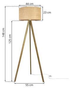 Lampa podłogowa trójnóg dębowy Light Home LH Rattan 1xE27 44cm abażur walec beżowy