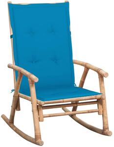 Bujany fotel bambusowy z jasnoniebieską poduszką - Bamsa