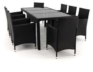 MebleMWM Meble ogrodowe stół + 8 krzeseł z technorattanu BARCELONA S8-1 | Czarny
